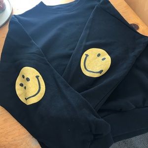 Kapital Black Sweatshirt with Yellow Smiley Faces